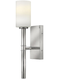 Margeaux Single Sconce With Etched Opal Glass Shade in Polished Nickel